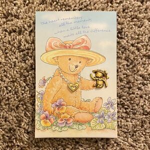 HALLMARK Set of Gold-Toned Pins (2) with Bear Card “The Heart Remembers”